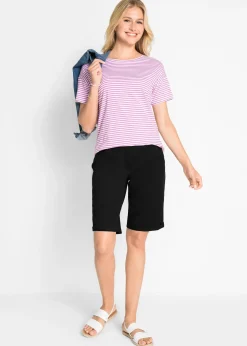 bonprix Bermuda paper touch en coton à taille confortable|Femme Shorts|Pantalons