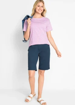 bonprix Bermuda paper touch en coton à taille confortable|Femme Shorts|Pantalons