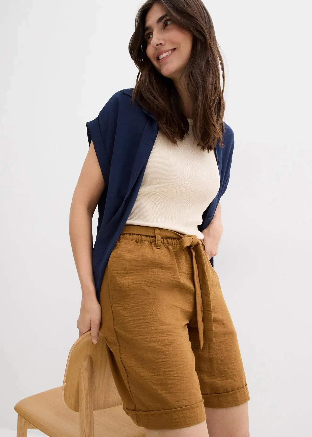 Femme bonprix Shorts|Pantalons|Bermuda paperbag