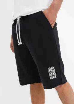 Homme bonprix Shorts|Sweats|Bermuda sweat à bordures ouvertes en coton, Loose Fit