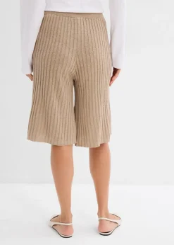 Femme bonprix Shorts|Pantalons|Bermuda taille haute en maille de viscose mélangée