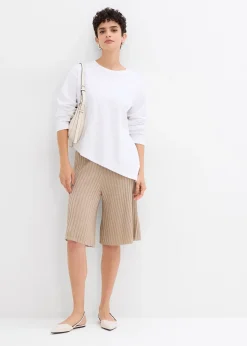 Femme bonprix Shorts|Pantalons|Bermuda taille haute en maille de viscose mélangée