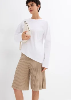 Femme bonprix Shorts|Pantalons|Bermuda taille haute en maille de viscose mélangée