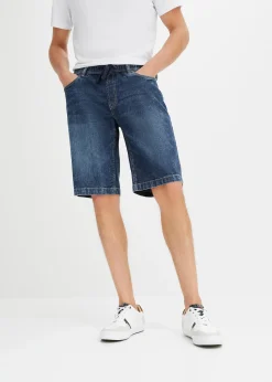Homme bonprix Shorts|Pantalons|Bermuda taille élastiquée en denim léger, slim