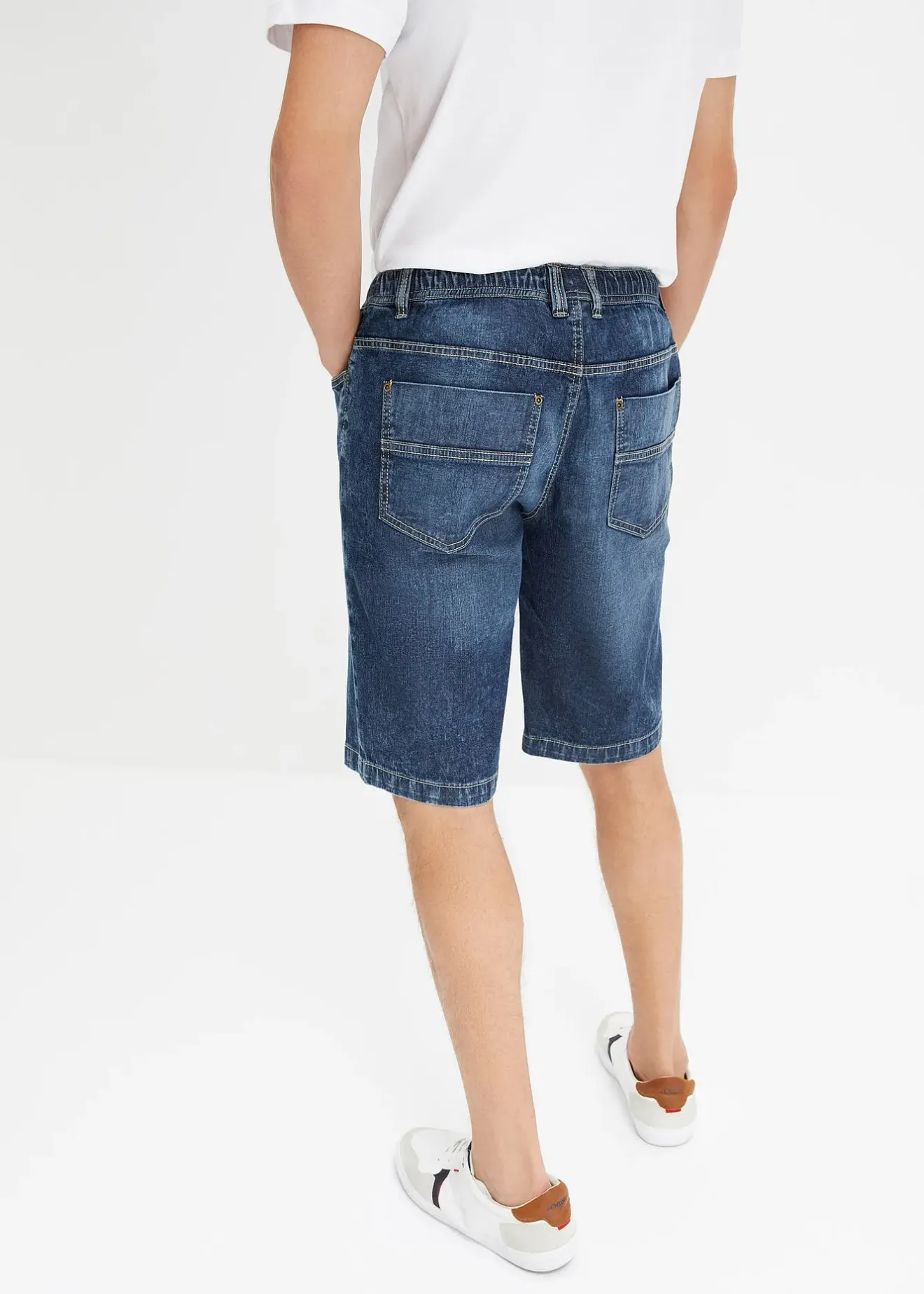 Homme bonprix Shorts|Pantalons|Bermuda taille élastiquée en denim léger, slim