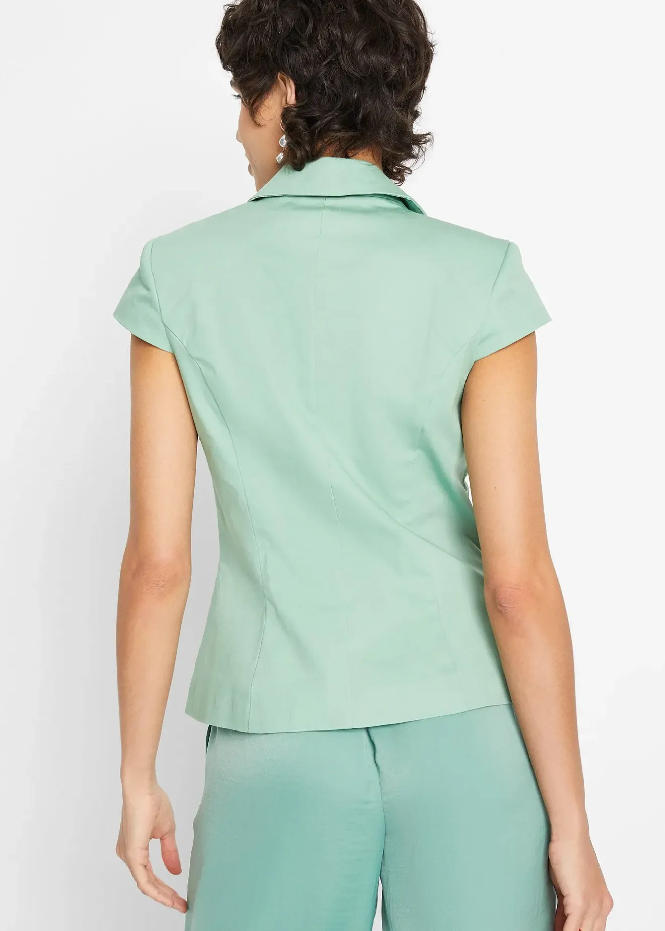 bonprix Blazer à manches courtes en satin de coton|Femme Blazers