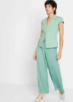 bonprix Blazer à manches courtes en satin de coton|Femme Blazers