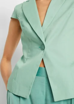 bonprix Blazer à manches courtes en satin de coton|Femme Blazers