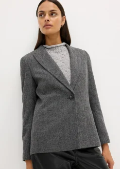 Femme bonprix Premium|Blazers|Blazer à motif chevrons, laine majoritaire