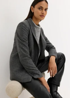 Femme bonprix Premium|Blazers|Blazer à motif chevrons, laine majoritaire