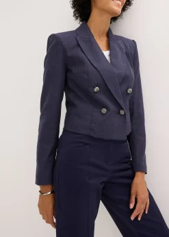 Femme bonprix Blazers|Blazer court avec épaulettes pour une silhouette structurée