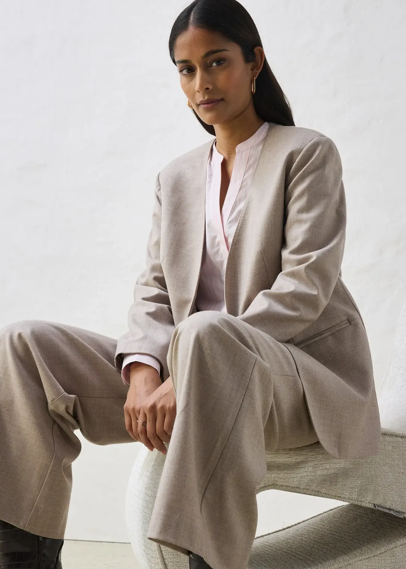 bonprix Blazer doux sans col|Femme Premium|Blazers