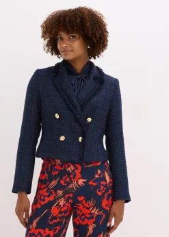 Femme bonprix Blazers|Blazer en maille bouclette à boutons décoratifs