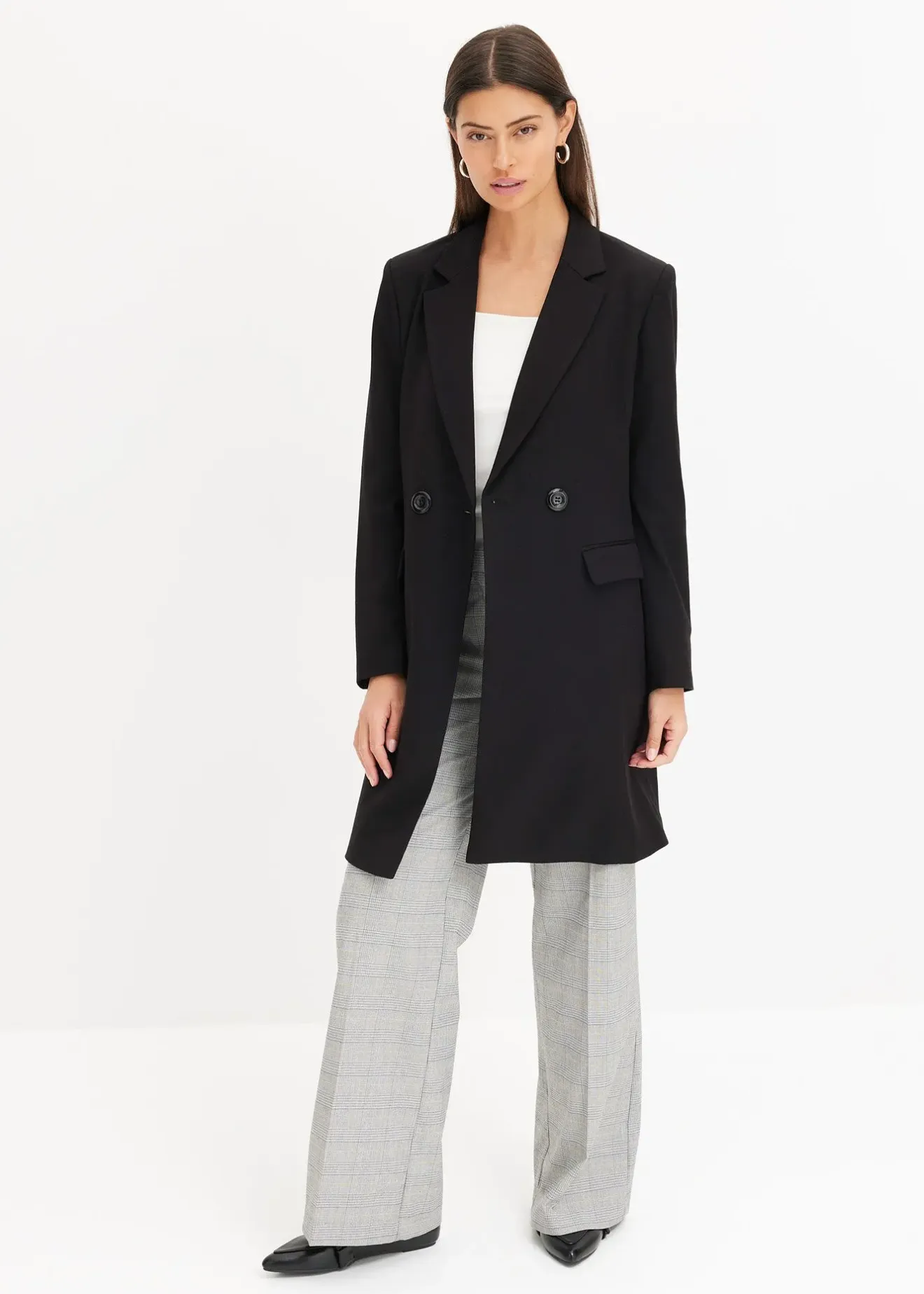 bonprix Blazer long à col V, manches longues|Femme Vestes & Manteaux