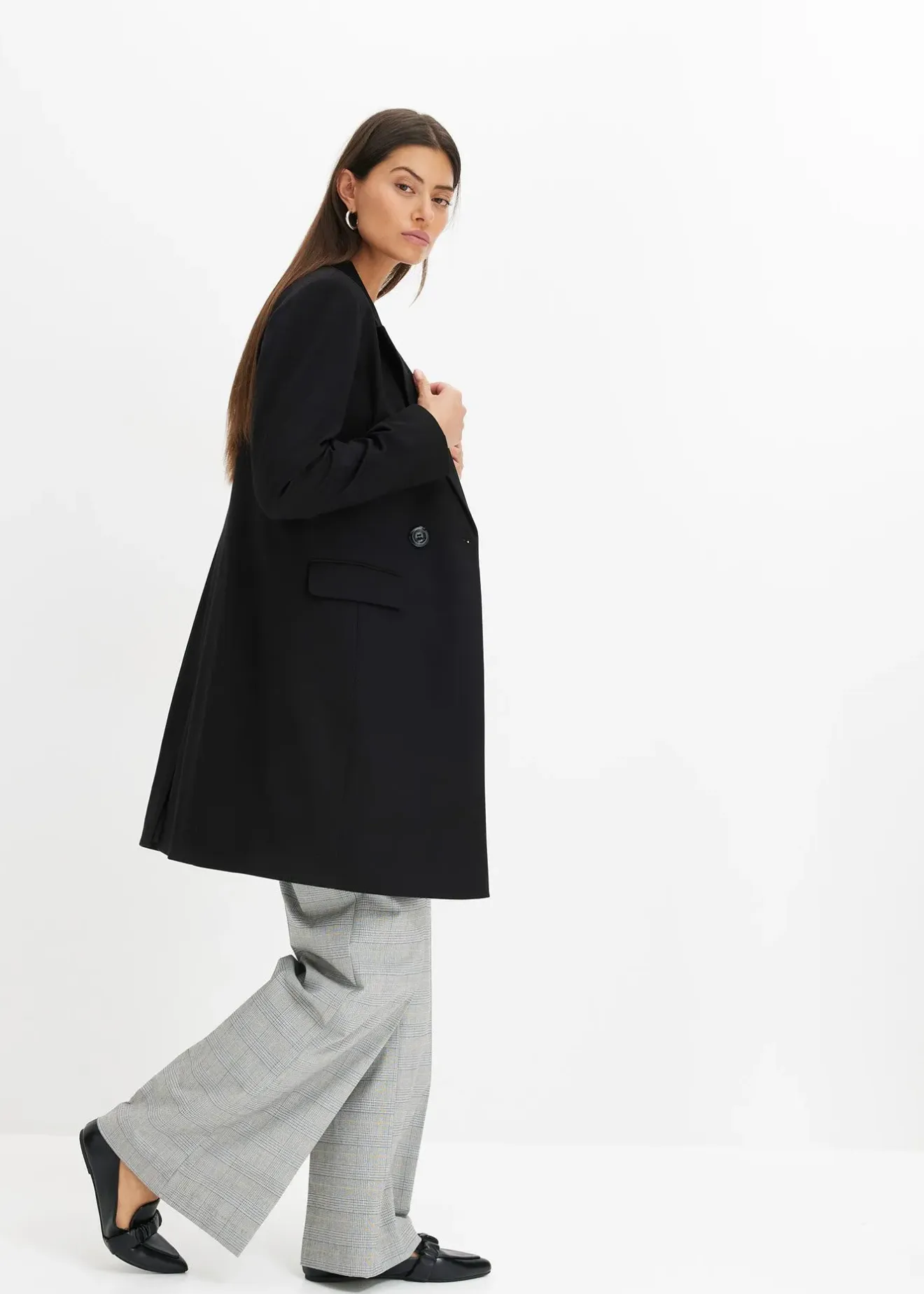 bonprix Blazer long à col V, manches longues|Femme Vestes & Manteaux