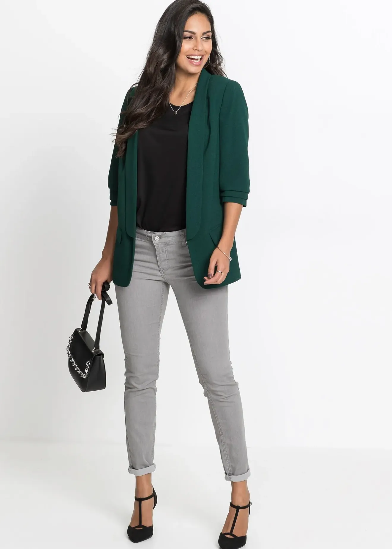 bonprix Blazer long à manches drapées|Femme Blazers