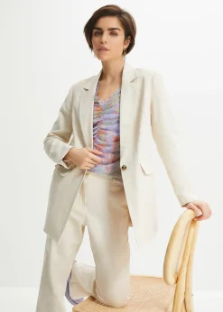 Femme bonprix Blazers|Blazer long en lin et viscose