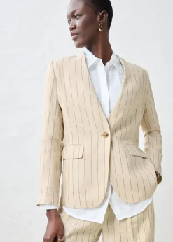 bonprix Blazer sans col 100% lin|Femme Premium|Blazers
