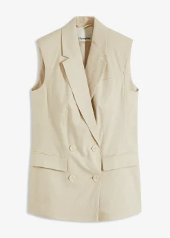 Femme bonprix Blazers|Blazer sans manches en lin mélangé