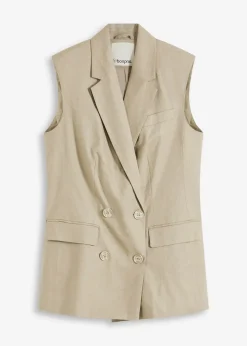 Femme bonprix Blazers|Blazer sans manches en lin mélangé