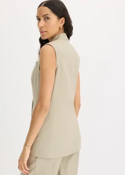 Femme bonprix Blazers|Blazer sans manches en lin mélangé