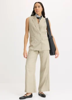 Femme bonprix Blazers|Blazer sans manches en lin mélangé