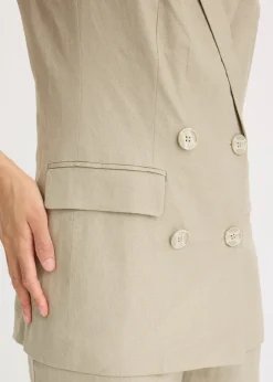 Femme bonprix Blazers|Blazer sans manches en lin mélangé