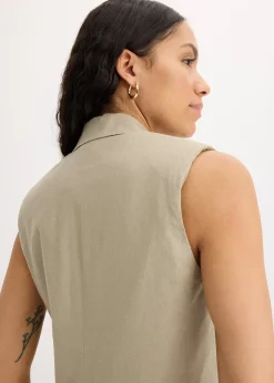 Femme bonprix Blazers|Blazer sans manches en lin mélangé