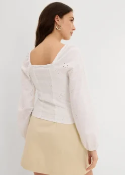 Femme bonprix Chemisiers|Blouse à broderie anglaise, 100% coton