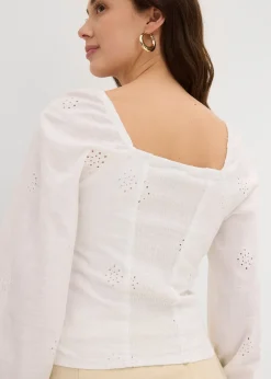 Femme bonprix Chemisiers|Blouse à broderie anglaise, 100% coton