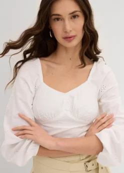 Femme bonprix Chemisiers|Blouse à broderie anglaise, 100% coton