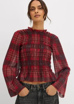 bonprix Blouse à empiècement smocké|Femme Chemisiers