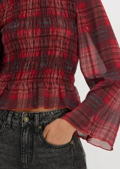 bonprix Blouse à empiècement smocké|Femme Chemisiers