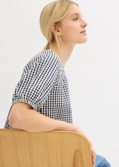 Femme bonprix Chemisiers|Blouse à manches courtes 100% coton