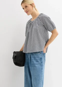 Femme bonprix Chemisiers|Blouse à manches courtes 100% coton