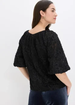 bonprix Blouse à motif floral texturé|Femme Chemisiers