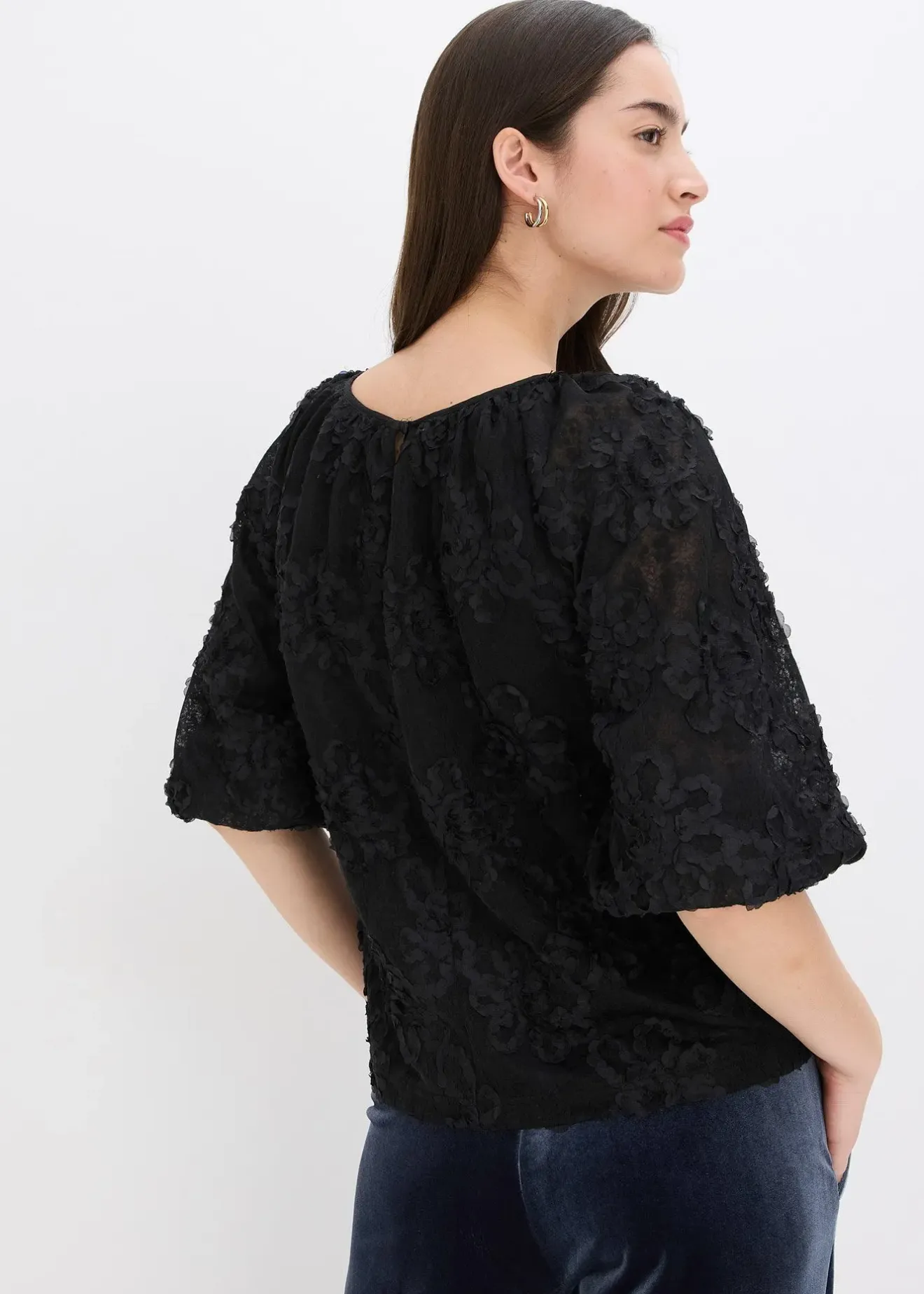 bonprix Blouse à motif floral texturé|Femme Chemisiers