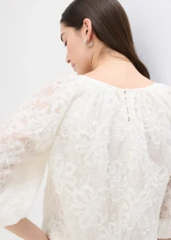 bonprix Blouse à motif floral texturé|Femme Chemisiers