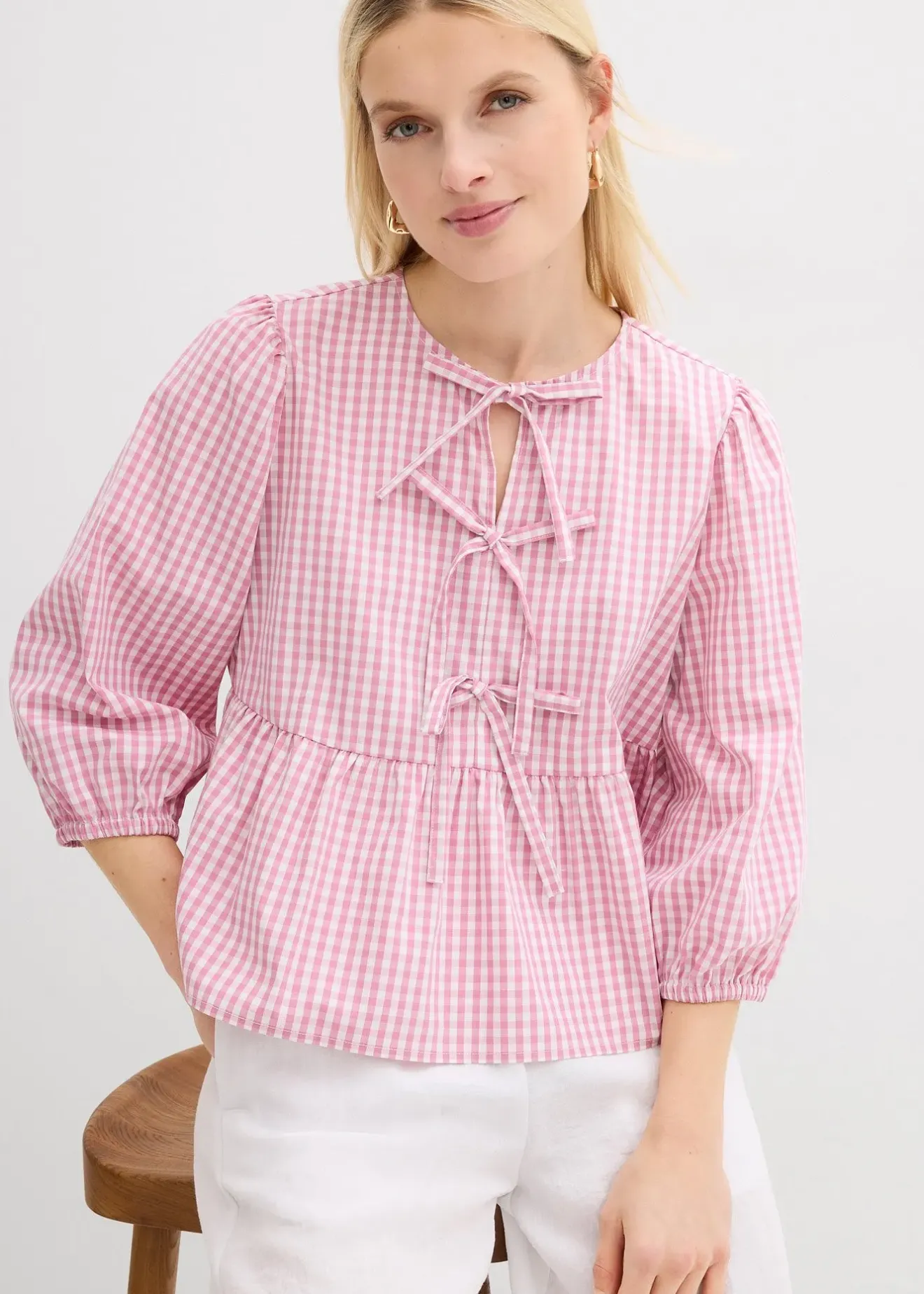 bonprix Blouse à nouettes|Femme Chemisiers