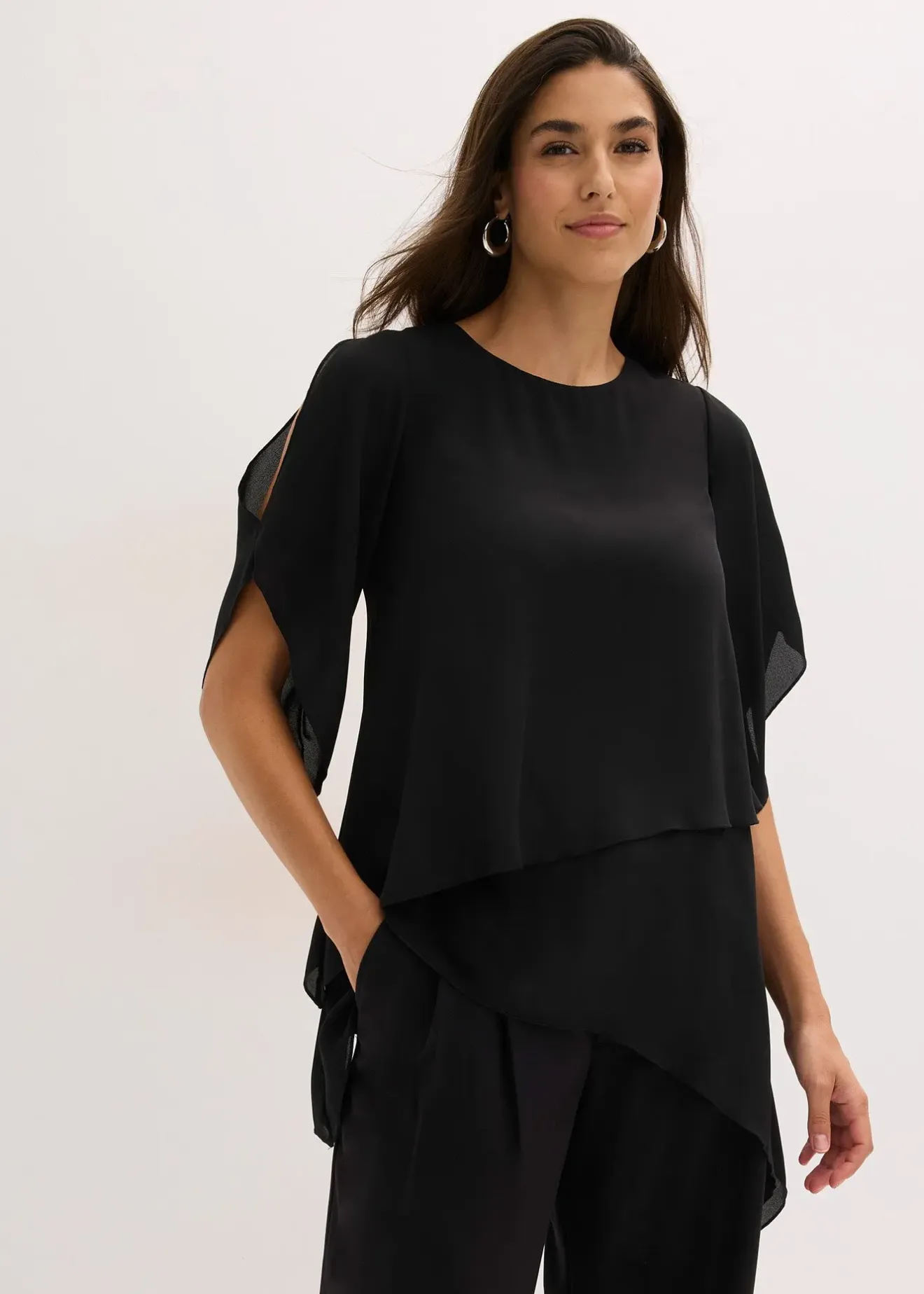 bonprix Blouse à pans, look superposé|Femme Mode Festive|Chemisiers