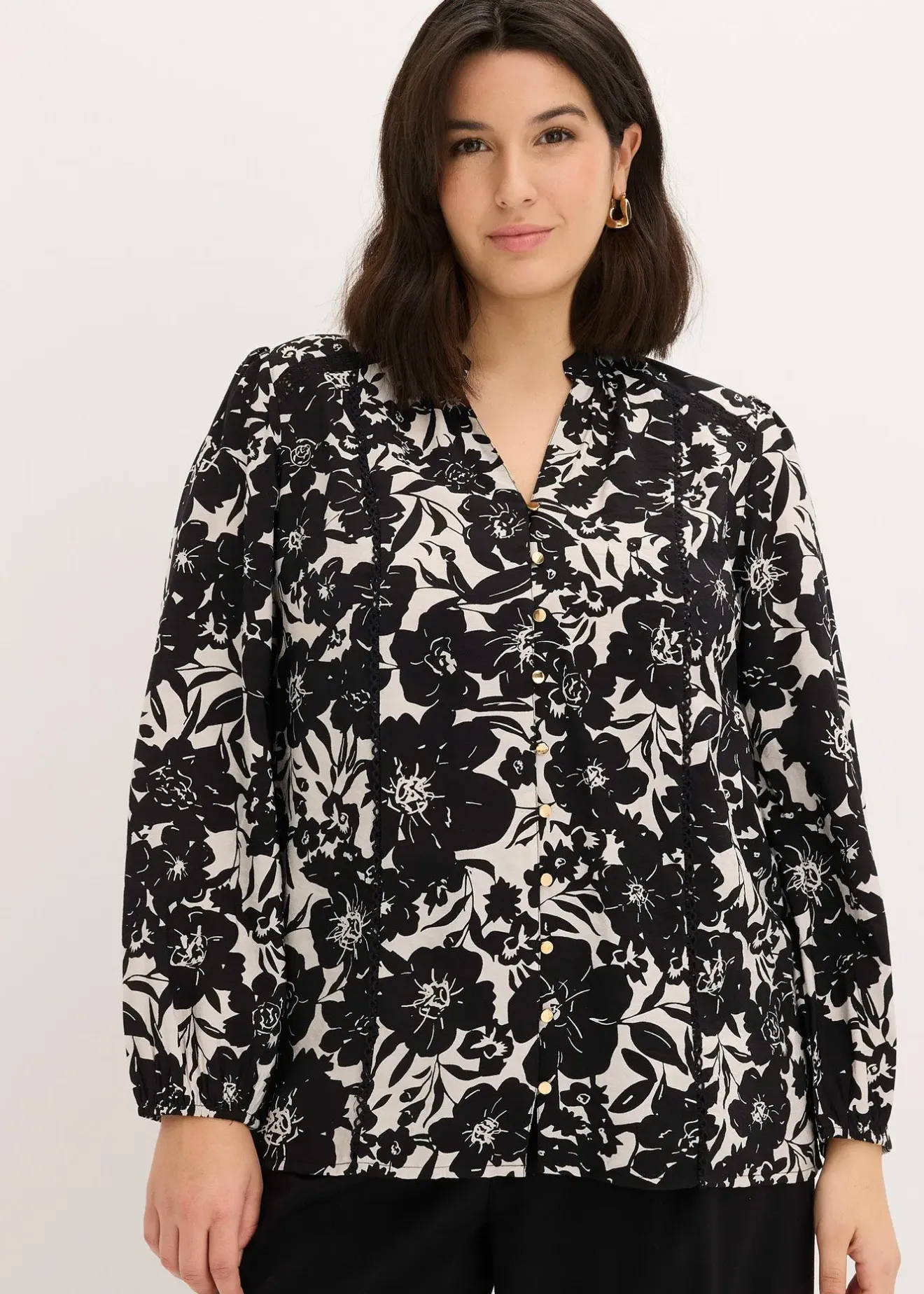 Femme bonprix Chemisiers|Blouse à rubans de dentelle