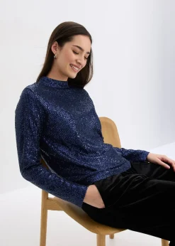 bonprix Blouse à sequins|Femme Chemisiers