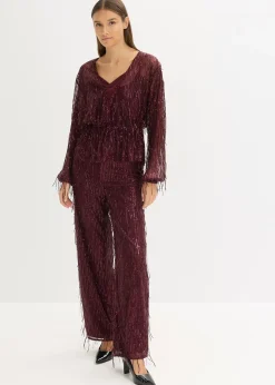 bonprix Blouse à sequins et franges|Femme Chemisiers