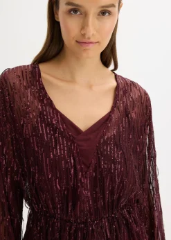 bonprix Blouse à sequins et franges|Femme Chemisiers