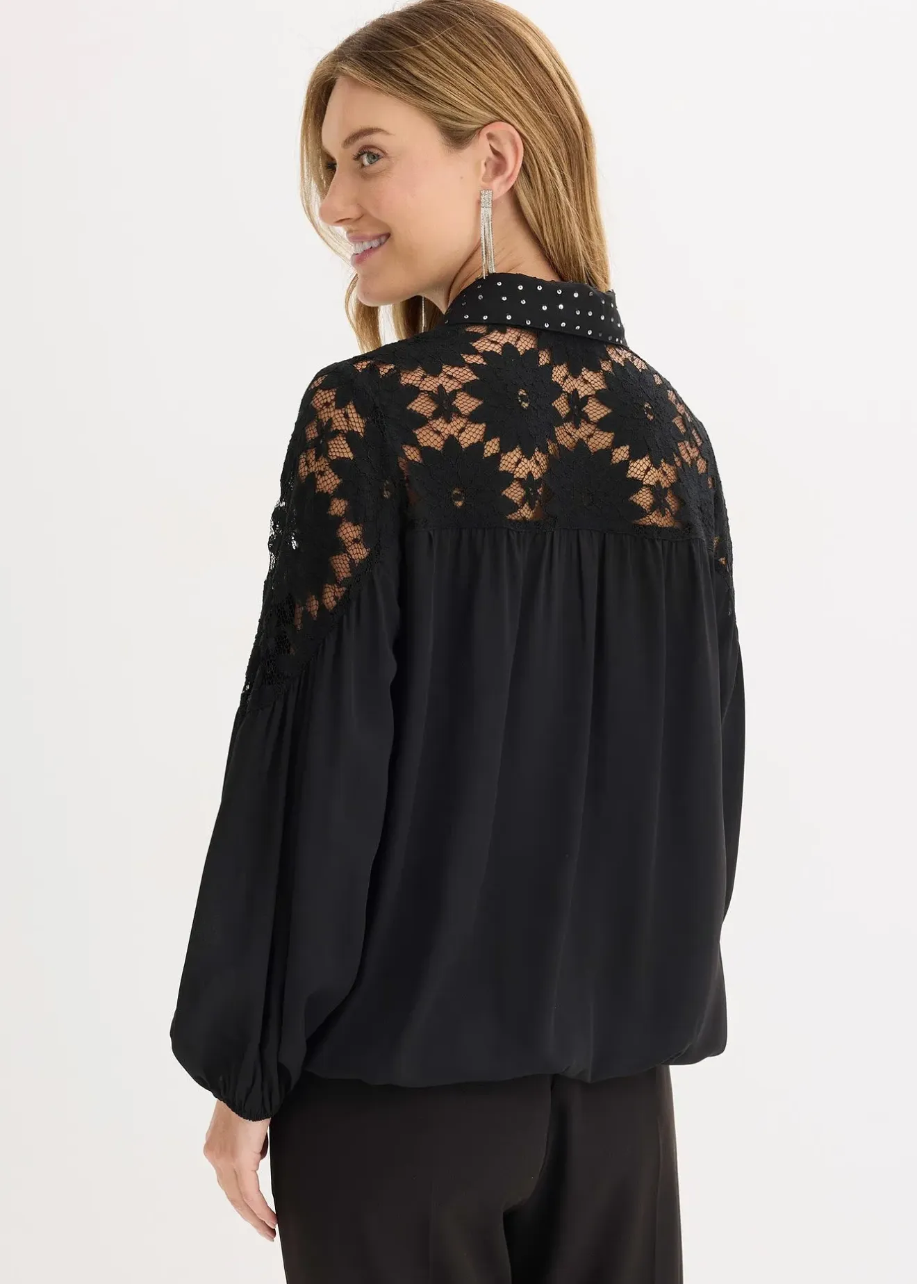 bonprix Blouse ample à dentelle|Femme Mode Festive|Chemisiers