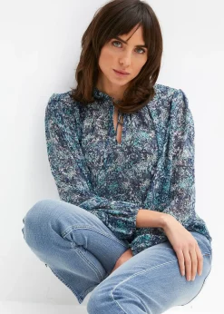 bonprix Blouse avec lien à l’encolure|Femme Chemisiers