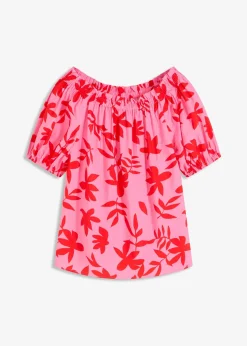 bonprix Blouse col Bardot imprimée en viscose mélangée|Femme Chemisiers