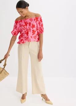 bonprix Blouse col Bardot imprimée en viscose mélangée|Femme Chemisiers