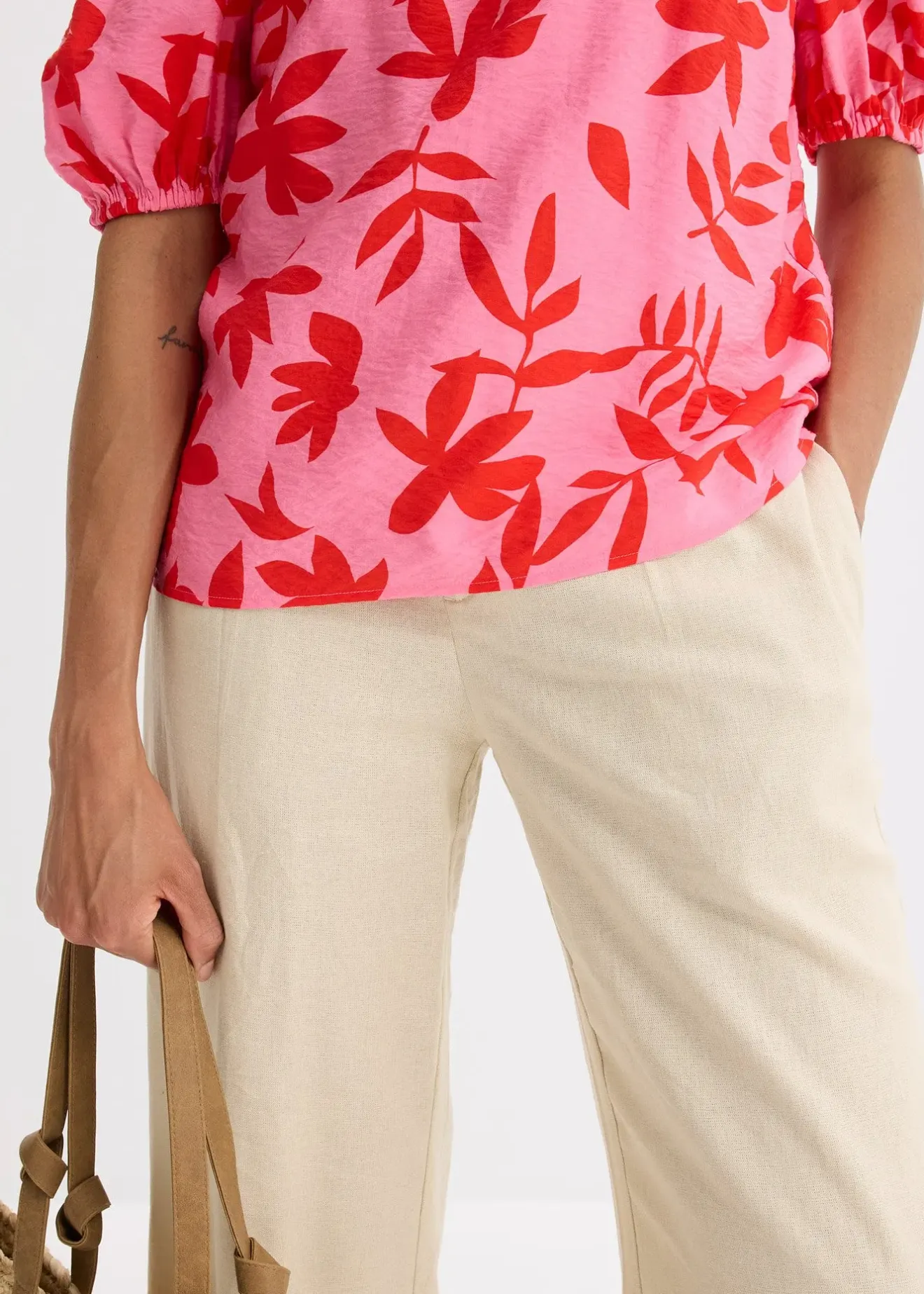 bonprix Blouse col Bardot imprimée en viscose mélangée|Femme Chemisiers