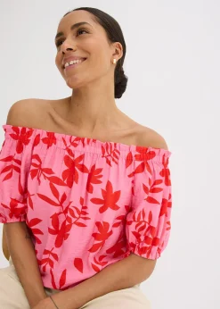 bonprix Blouse col Bardot imprimée en viscose mélangée|Femme Chemisiers